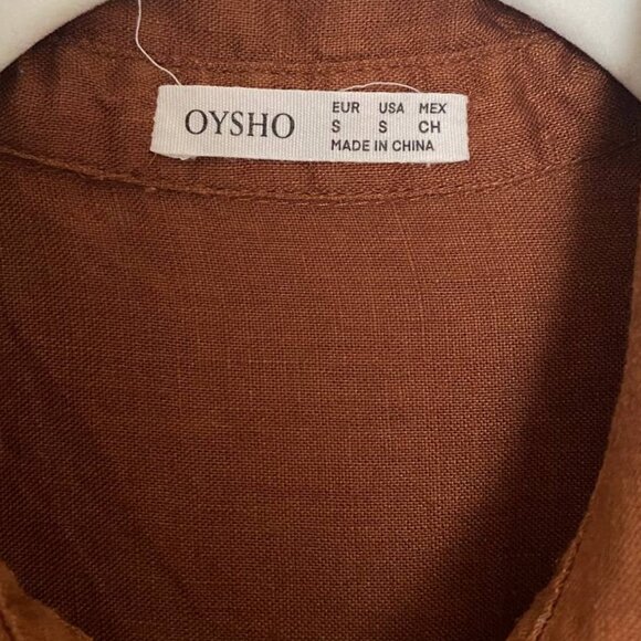 OYSHO 100% linen long-sleeved shirt | Small | Toffee color - Picture 6 of 9